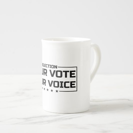 Ihre Stimme Ihr schwarzer Schriftart Porzellantasse (Vorderseite Rechts)