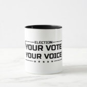 Ihre Stimme Ihr schwarzer Schriftart Tasse (Zentrum)