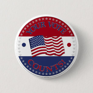 Ihre Stimme zählt mit USA-Flagge Button