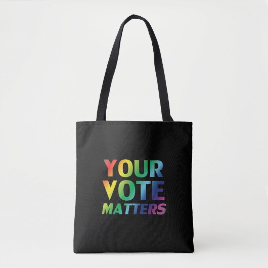 Ihre Stimme zählt Regenbogengradtypografie Tasche (Vorderseite)