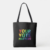 Ihre Stimme zählt Regenbogengradtypografie Tasche (Rückseite)