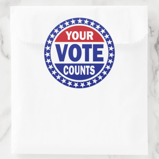 Ihre Stimme zählt Runder Aufkleber (Tasche)