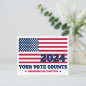 Ihre Stimme zählt USA Flag 2024 Wahl Postkarte (Stehend Vorderseite)