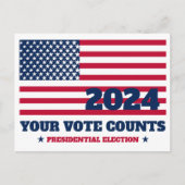 Ihre Stimme zählt USA Flag 2024 Wahl Postkarte (Vorderseite)