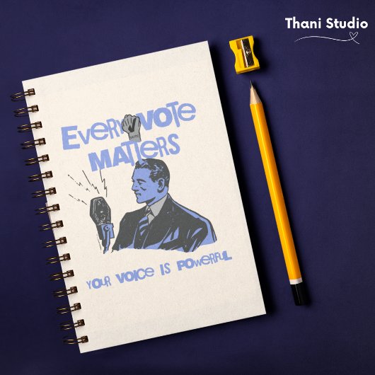 Ihre Stimme zählt Wahlen politisch blau gedruckt Notizblock