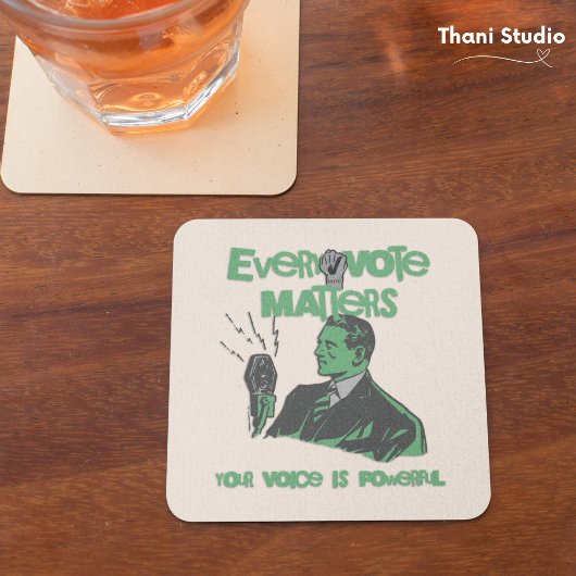 Ihre Stimme zählt Wahlen Politisches Grün gedruckt Getränkeuntersetzer