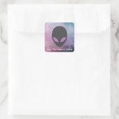 Ihre Text-/Augenfarbe Alien Kopf Niedliche Lila Ga Quadratischer Aufkleber (Tasche)