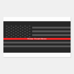 Ihre Text-dünne rote Linie Schwarzes Rechteckiger Aufkleber