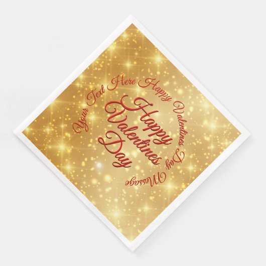Ihre TEXT Gold Valentinstag-Meldung Serviette (Ecke)