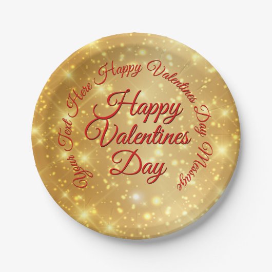 Ihre TEXT Gold Valentinstag Message Small 7" Pappteller (Vorderseite)