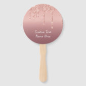 Ihre Text-Rose Gold Blush Glitzer Handlüfter Fächer (Rückseite)