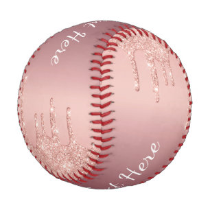 Ihre Text-Rose Gold-Blush-Glitzer Sparkeln-Tropfen Baseball