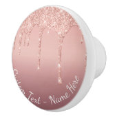 Ihre Text-Rose Gold-Blush-Glitzer Sparkeln-Tropfen Keramikknauf (Rechts)