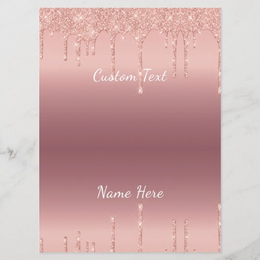 Ihre Text-Rose Gold-Blush-Glitzer Sparkeln-Tropfen Programm (Rückseite)