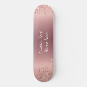 Ihre Text-Rose Gold-Blush-Glitzer Sparkeln-Tropfen Skateboard