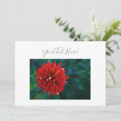 Ihre Text wunderschöne Red Dahlia Blume Einladung (Stehend Vorderseite)