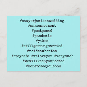 Ihre Top 12 Hashtags Aqua Hochzeit verschoben Postkarte