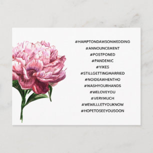 Ihre Top 12 Hashtags Peony Postponed Wedding Postkarte