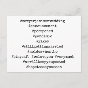 Ihre Top 12 Hashtags Schwarz-weiß Hochzeit verscho Postkarte
