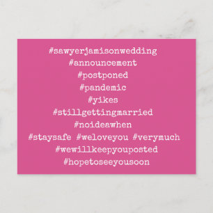 Ihre Top 12 Hashtags verschoben Hochzeit Deep Pink Postkarte