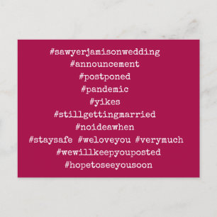 Ihre Top 12 Hashtags verschoben Hochzeitshimbeere Postkarte