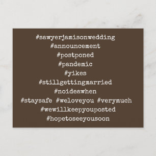 Ihre Top 12 Hashtags verschoben Wedding Brown Postkarte