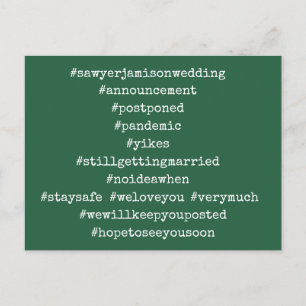 Ihre Top 12 Hashtags verschoben Wedding Green Postkarte