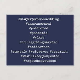 Ihre Top 12 Hashtags verschoben Wedding Navy Blue Postkarte