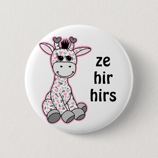 IHRE VERKÜNDIGUNGEN Niedliche Flag-Giraffe für Mäd Button (Vorderseite)