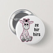 IHRE VERKÜNDIGUNGEN Niedliche Flag-Giraffe für Mäd Button (Vorne & Hinten)