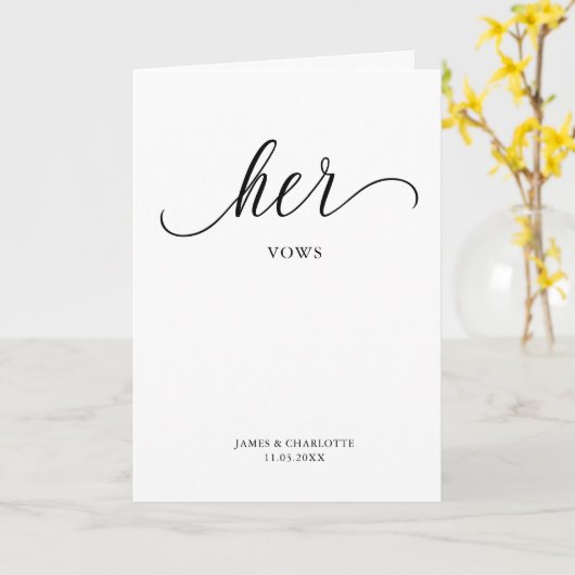 Ihre Voices Card Minimalistische Script Vow Card Karte (Gelbe Blume)