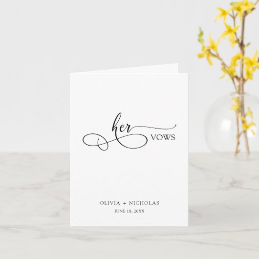 Ihre Vows Card Minimalistische Black Script Voices Karte (Gelbe Blume)