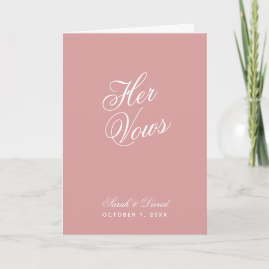 Ihre Vows Dusty Rose Hochzeit Pink Vow Book Karte (Vorderseite)