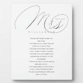 Ihre Vows Elegant Mrs. Newlyweds Wedding Vows Whit Fotoplatte (Vorderseite)