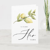 Ihre Vows Gelbe Lemon Hochzeitskarte Ankündigung (Vorderseite)