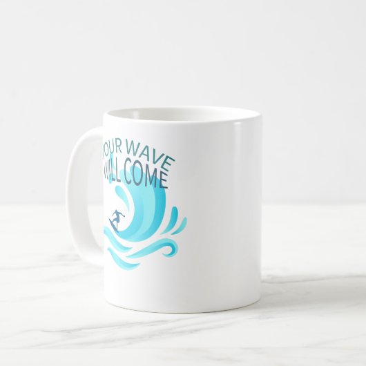 IHRE WAVE wird Surfing Surfer Slogan Sprichwort Kaffeetasse (Vorderseite Links)