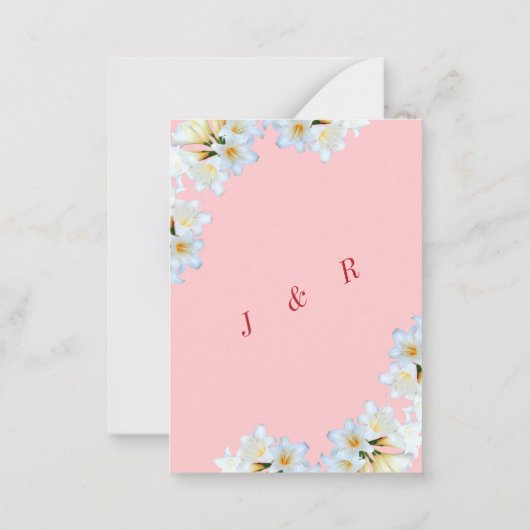 Ihre weiße Lilien rosa Einladung zur Hochzeit (Rückseite)
