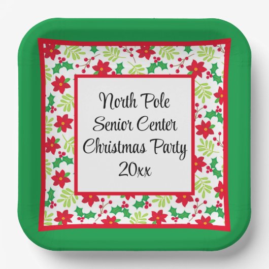 Ihre Worte personalisieren Weihnachts-Party Rot & Pappteller (Vorderseite)