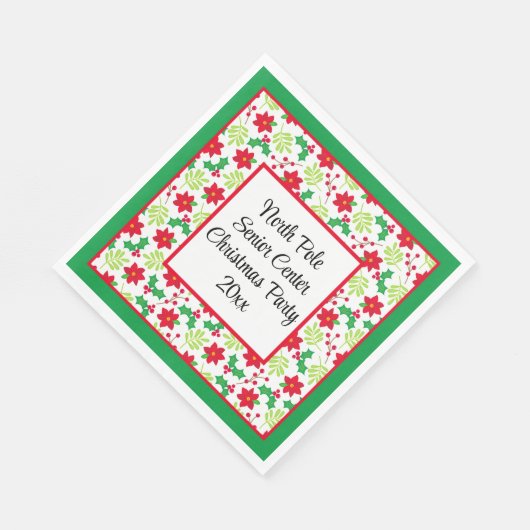 Ihre Worte personalisieren Weihnachts-Party Rot &  Serviette (Ecke)