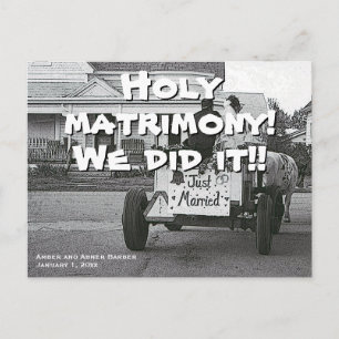 Ihre Worte und Foto Funny Elopement Ankündigungspostkarte