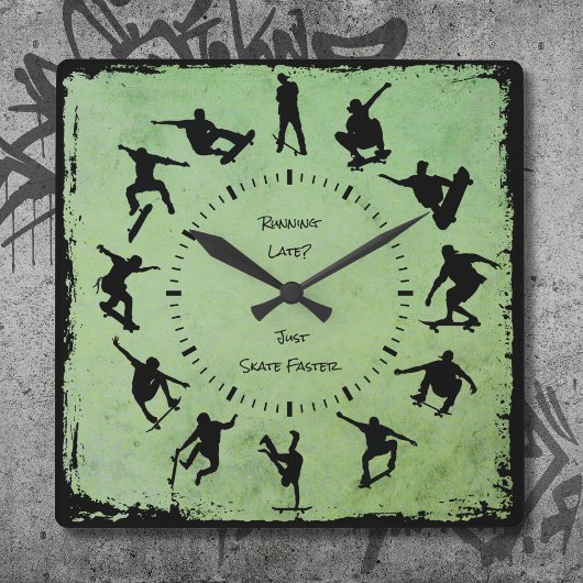 Ihre Zeit, Skate-Stile zu verschleiern Wand grüne Quadratische Wanduhr
