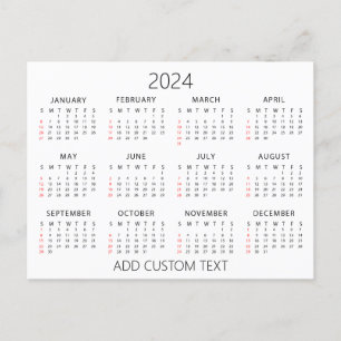 Ihren eigenen benutzerdefinierten Text 2024-Kalend Postkarte