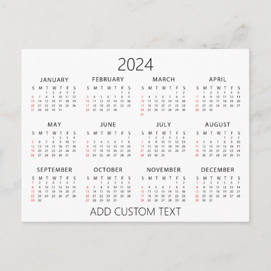 Ihren eigenen benutzerdefinierten Text 2024-Kalend Postkarte (Vorderseite)