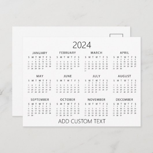 Ihren eigenen benutzerdefinierten Text 2024-Kalend Postkarte (Vorne/Hinten)