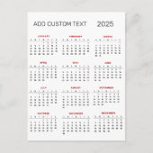 Ihren eigenen benutzerdefinierten Text 2025-Kalend Postkarte (Vorderseite)