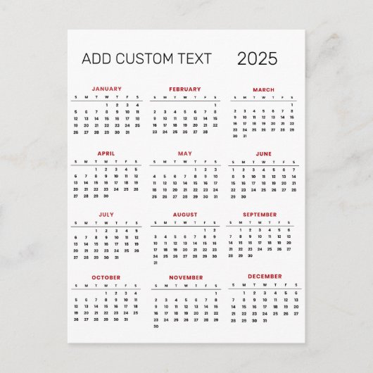 Ihren eigenen benutzerdefinierten Text 2025-Kalend Postkarte (Vorderseite)