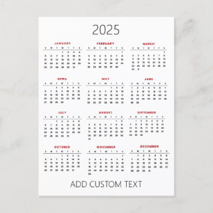 Ihren eigenen benutzerdefinierten Text 2025-Kalend Postkarte