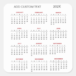 Ihren eigenen benutzerdefinierten Text 2026 Kalend Quadratischer Aufkleber