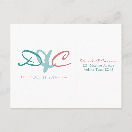 Ihren Kalender Save the Date Postkarte markieren (Rückseite)