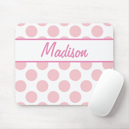 IHREN NAMEN HINZUFÜGEN - Pink Polka dot Mousepad (Mit Mouse)
